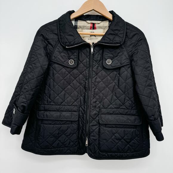 Burberry Coat Black Sz M Quilted Puffer Winter Plaid Jacket Check Brit Light - Picture 6 of 16